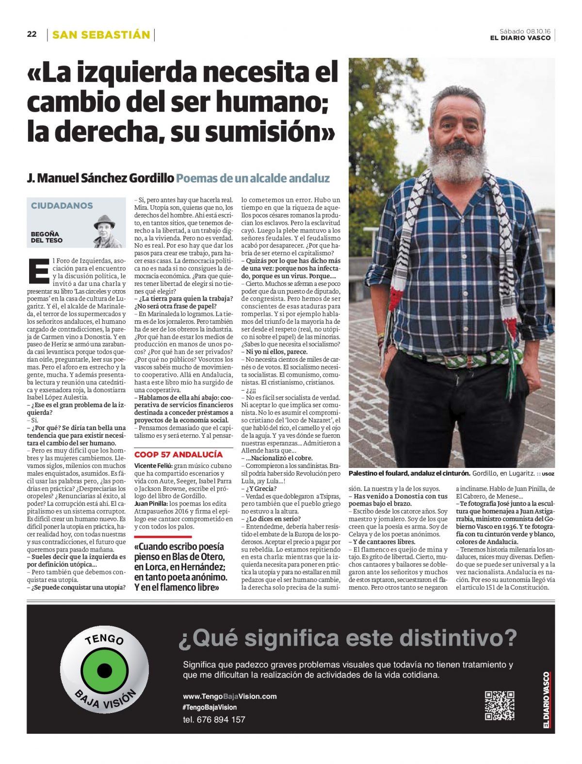 Anuncio de “Tengo Baja Visión” en Diario Vasco