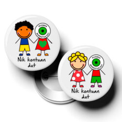 Pack of 2 Badges in with Basque print “Ikusmen Murriztua Dut – Nik kontuan dut”